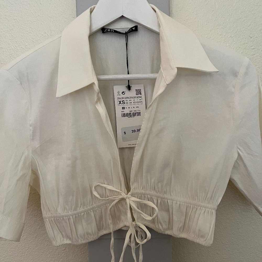 NWT Cropped Collared Zara Shirt